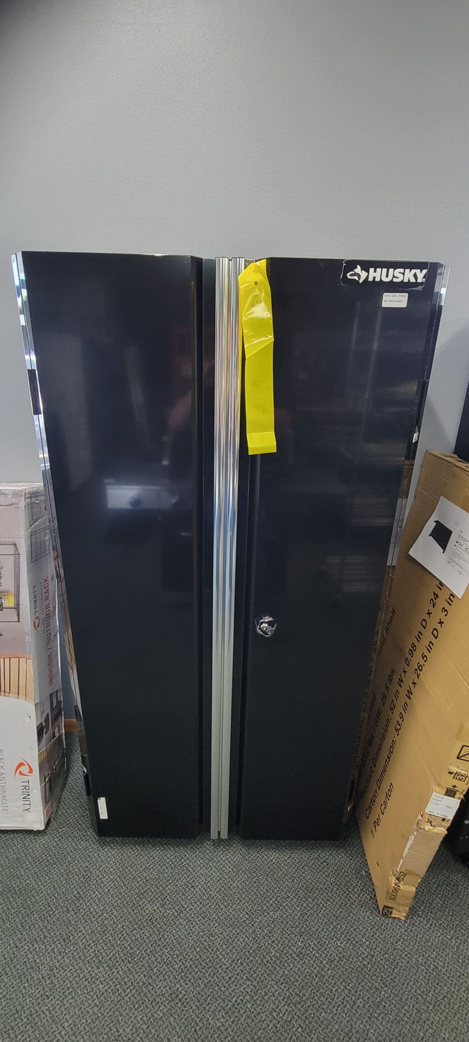 Husky Ready-to-Assemble 36.6 in. W x 72 in. H x 18.3 in. D 24 Gauge 3-Shelf Steel Freestanding Cabinet in Black G3602T-US