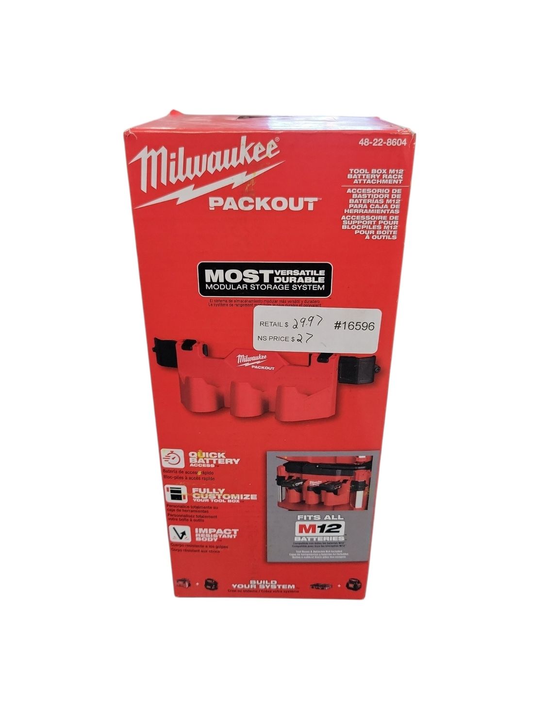 Milwaukee PACKOUT M12 Battery Tool Box Rack Attachment 48-22-8604