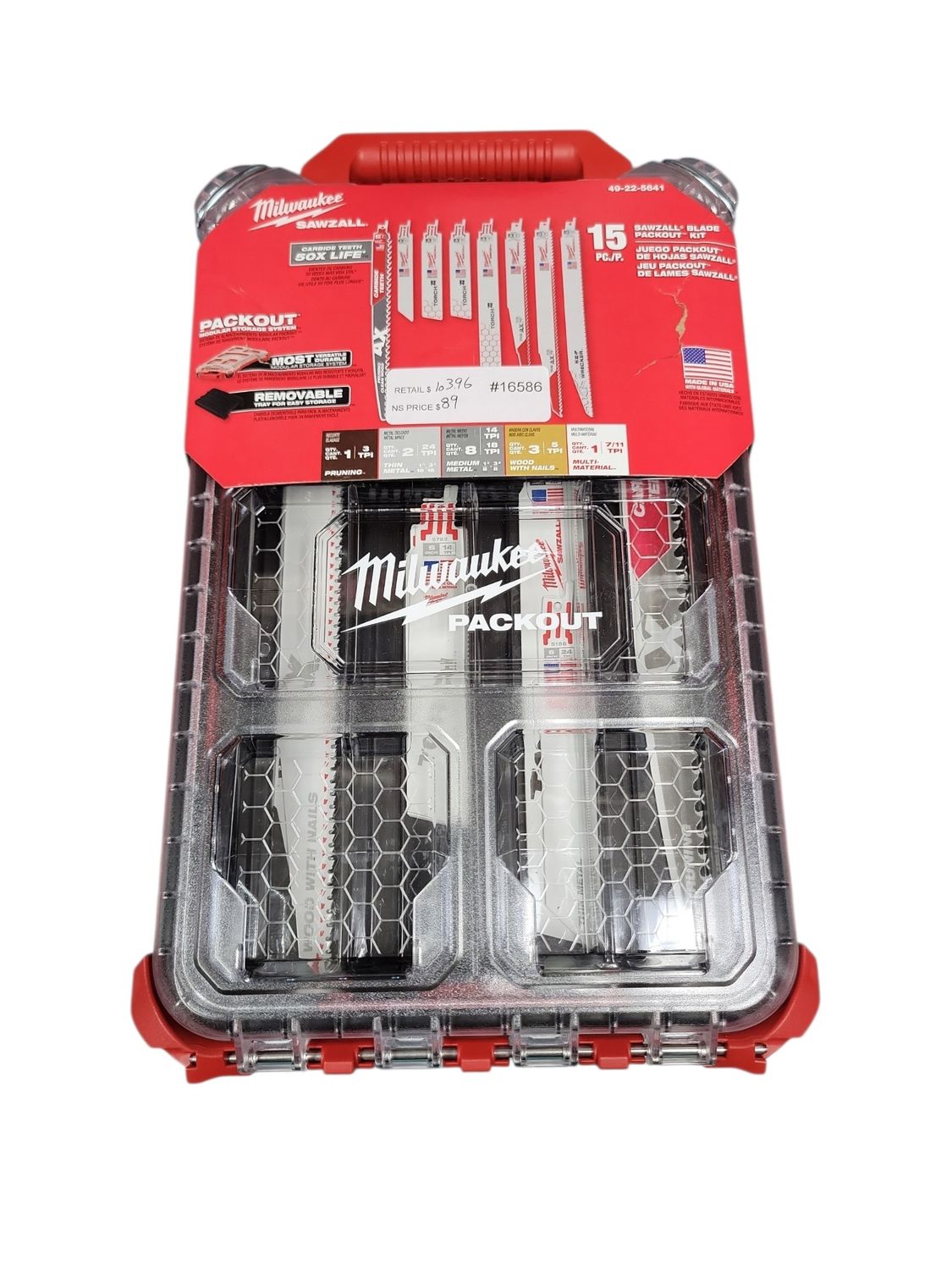 Milwaukee PACKOUT SAWZALL Reciprocating Saw Blade Set (15-Pack) with 12 in. 3 TPI Pruning Carbide Teeth Wood Cutting Blade 49-22-5641