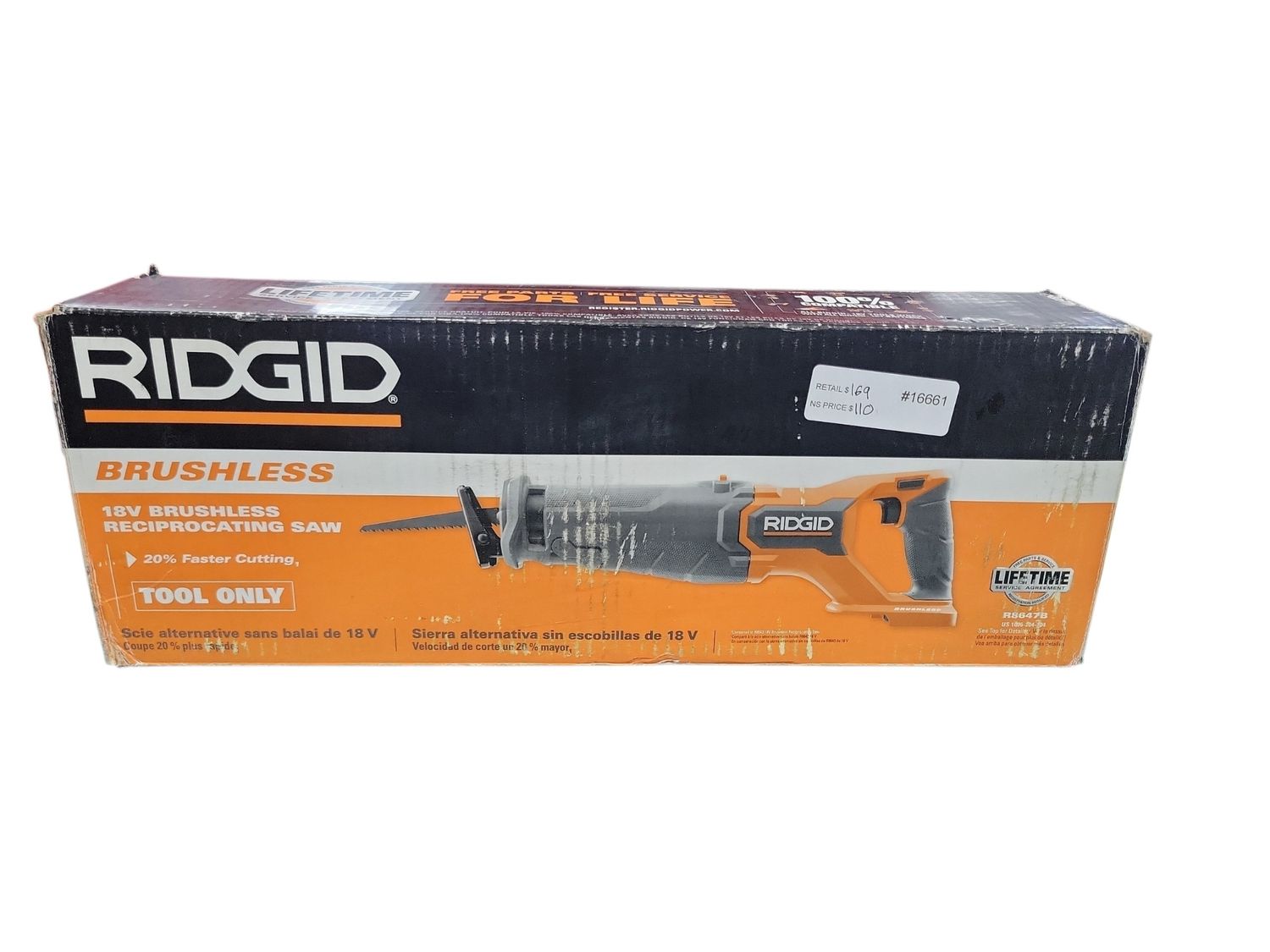 RIDGID 18V Brushless Cordless Reciprocating Saw (Tool Only) R8647B .