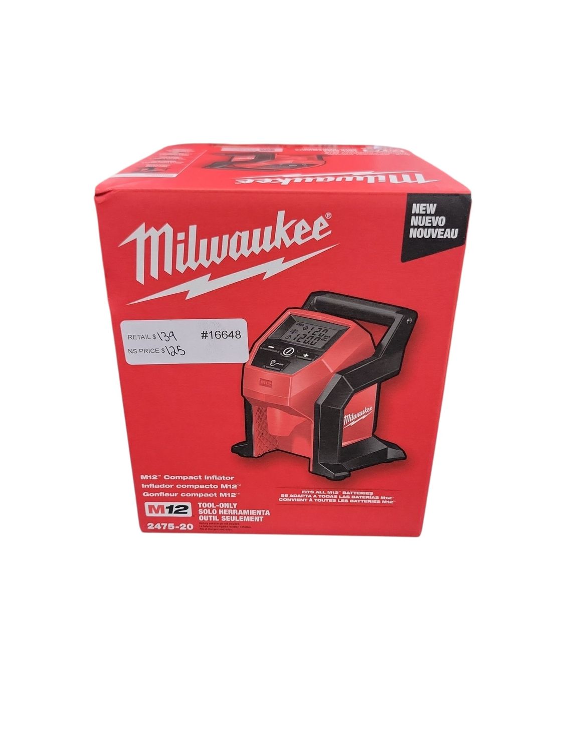 Milwaukee M12 12-Volt Lithium-Ion Cordless Electric Portable Inflator (Tool-Only) 2475-20 .