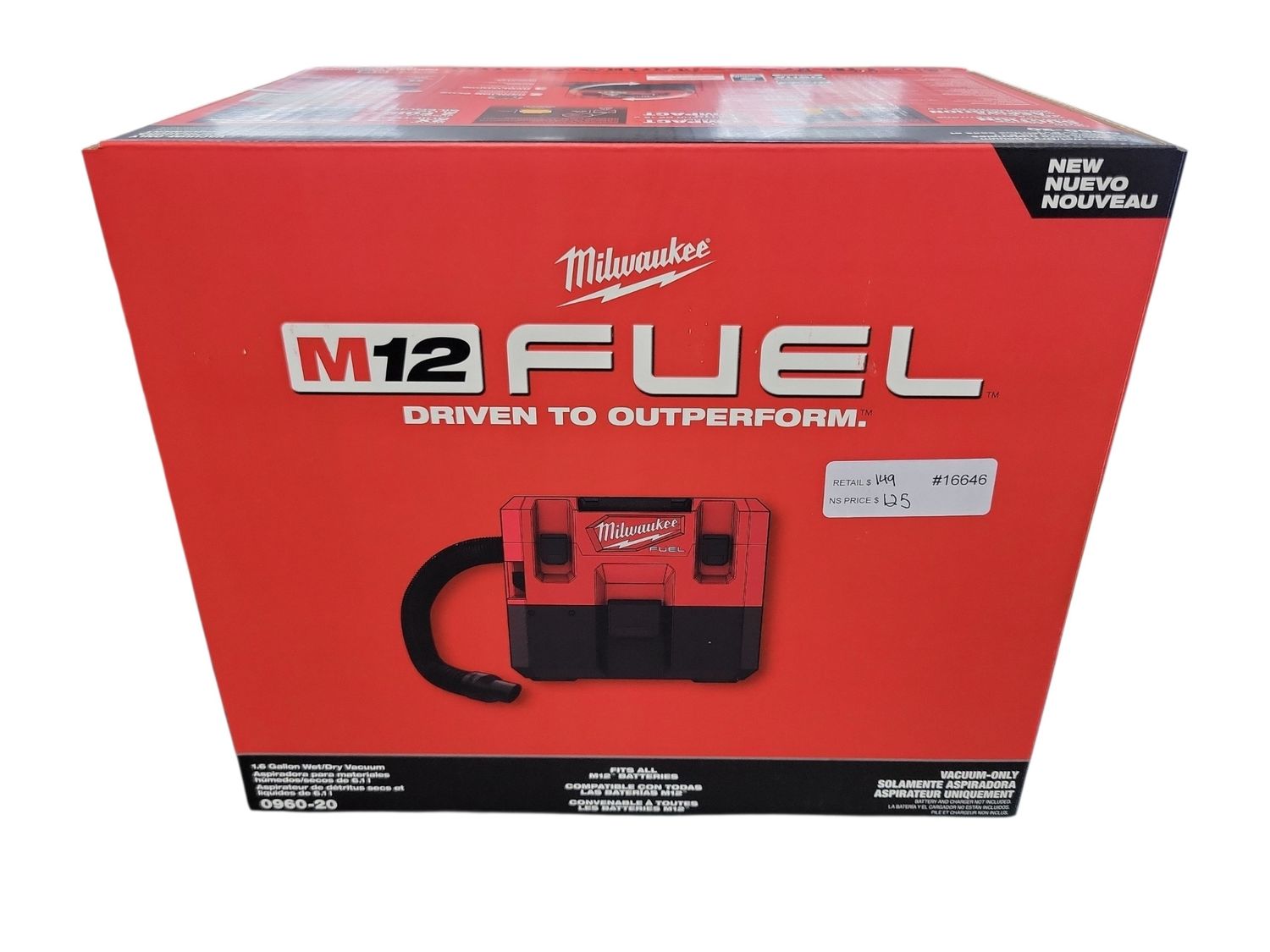 Milwaukee M12 FUEL 12-Volt Lithium-Ion Cordless 1.6 Gal. Wet/Dry Vacuum (Vacuum-Only) 0960-20