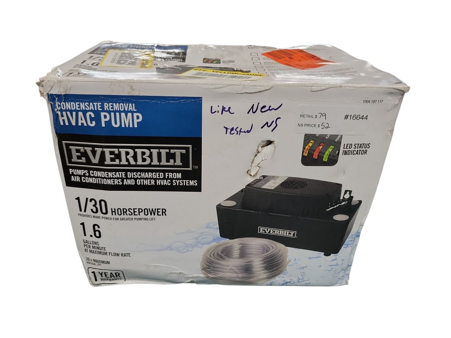 Everbilt 120-Volt Condensate Pump w/ Hose EB-PUMP-T ..