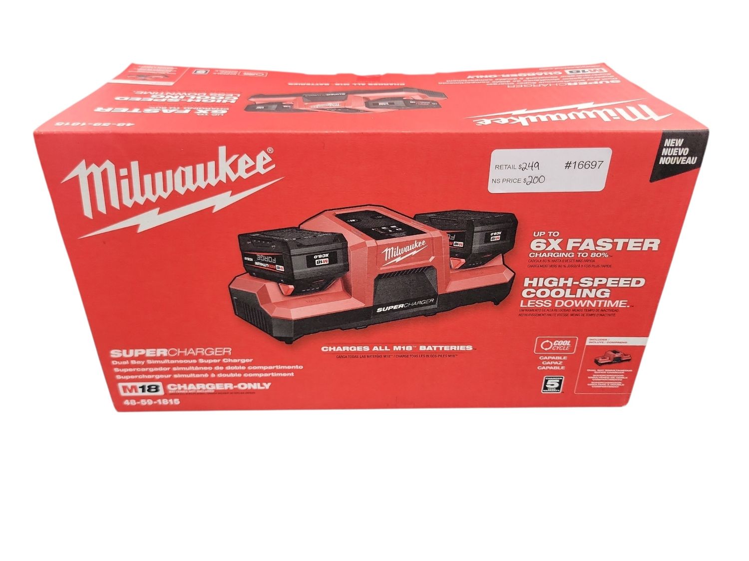 Milwaukee M18 18V Dual Bay Simultaneous Super Charger 48-59-1815  .