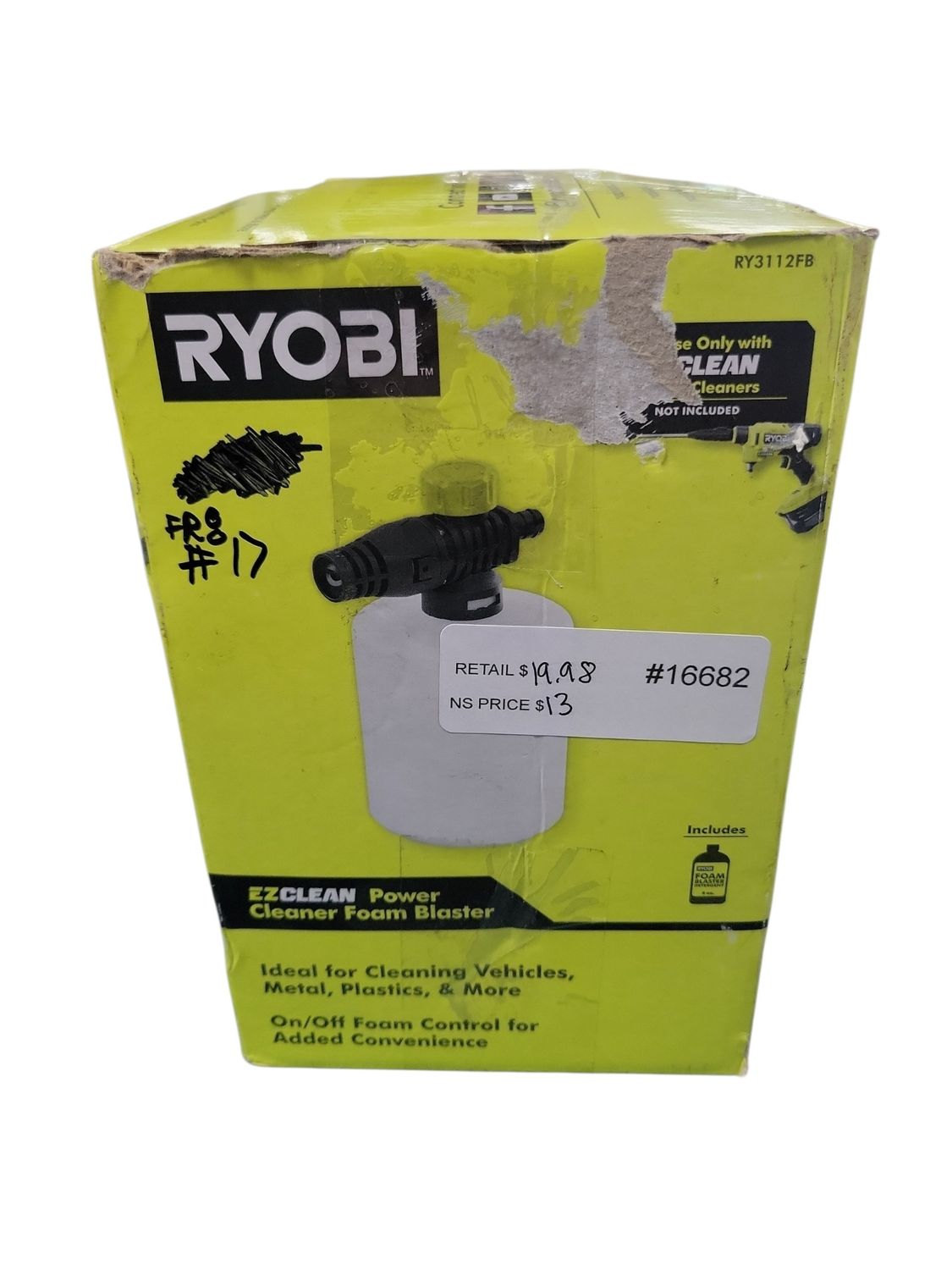 RYOBI EZClean Power Cleaner Foam Blaster Compatible With RYOBI Power Cleaners up to 600 PSI RY3112FB .