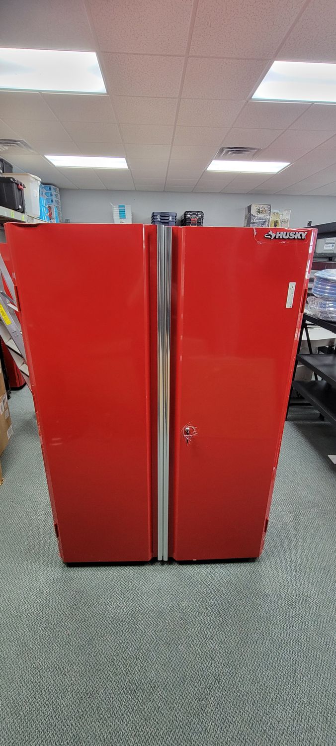 Husky Ready-to-Assemble 48 in. W x 72 in. H x 18.3 in. D 24-Gauge 3-Shelf Steel Freestanding Cabinet in Red G4802TR-US .