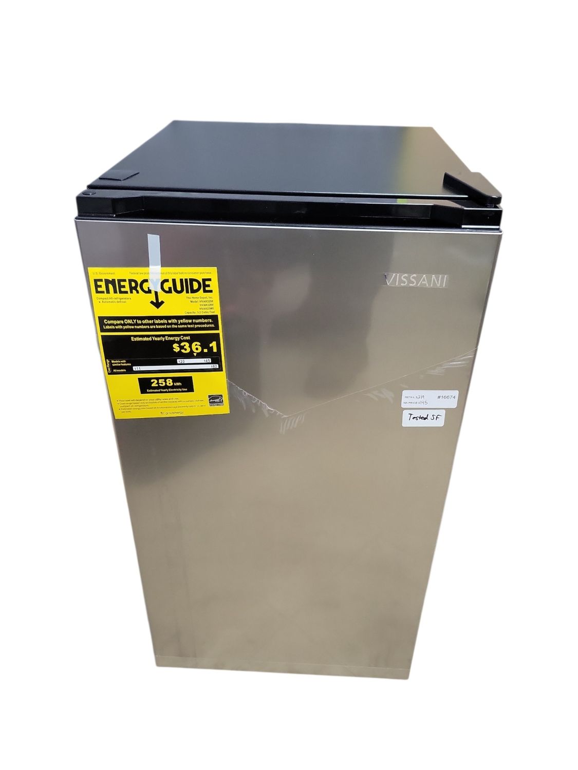 Vissani 3.2 cu. ft. Mini Refrigerator in Stainless Steel, ENERGY STAR HVAR32SE .