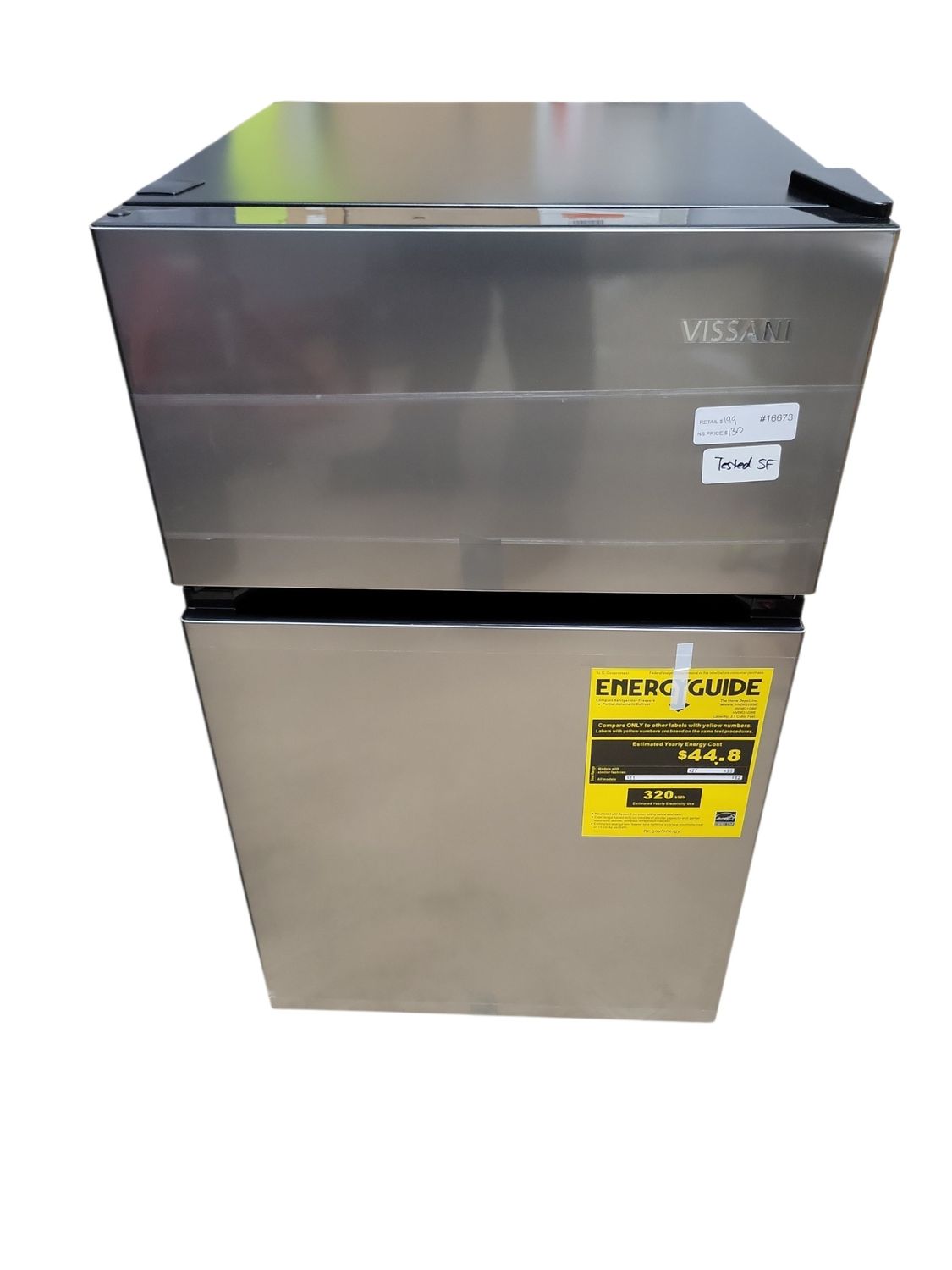Vissani 3.1 cu. ft. 2-Door Mini Refrigerator in Stainless Steel with Freezer, ENERGY STAR HVDR31GSE   .