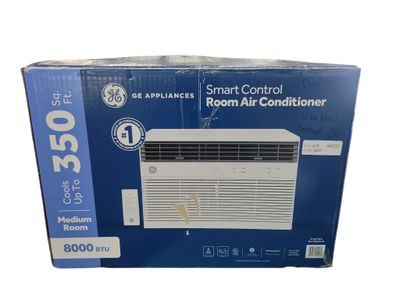 GE 8,000 BTU Smart Window Air Conditioner for 350 sq. ft. in White with Wi-Fi and Remote AWCS08WWT .