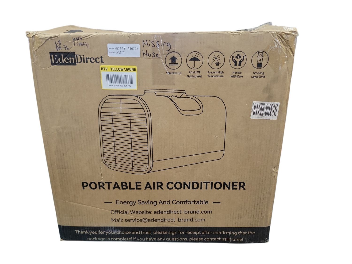 Edendirect 4500 BTU Portable Air Conditioner Cools 150 Sq. Ft. in Gray with Dehumidifier and Remote Control for Camping Tent and RV ED-S02