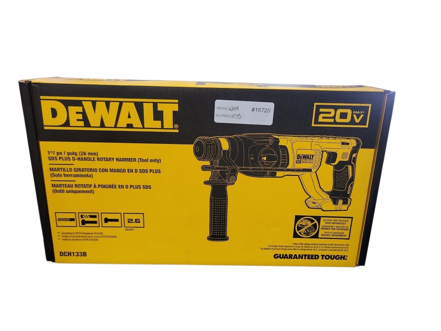 DEWALT 20V MAX Cordless Brushless 1 in. SDS Plus D-Handle Concrete and Masonry Rotary Hammer (Tool Only) DCH133B