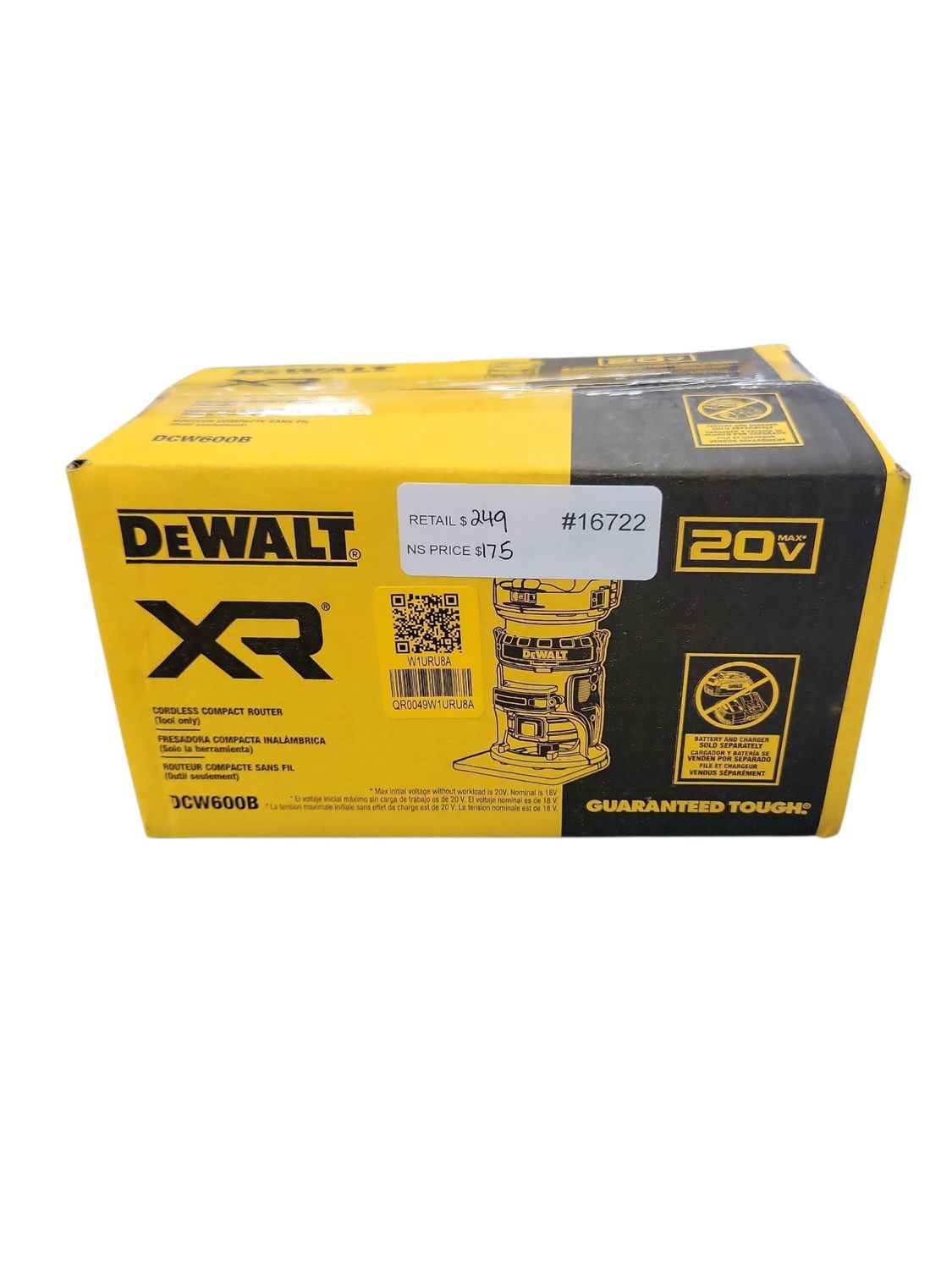 DEWALT 20V MAX XR Cordless Brushless Fixed Base Compact Router (Tool Only) DCW600B .