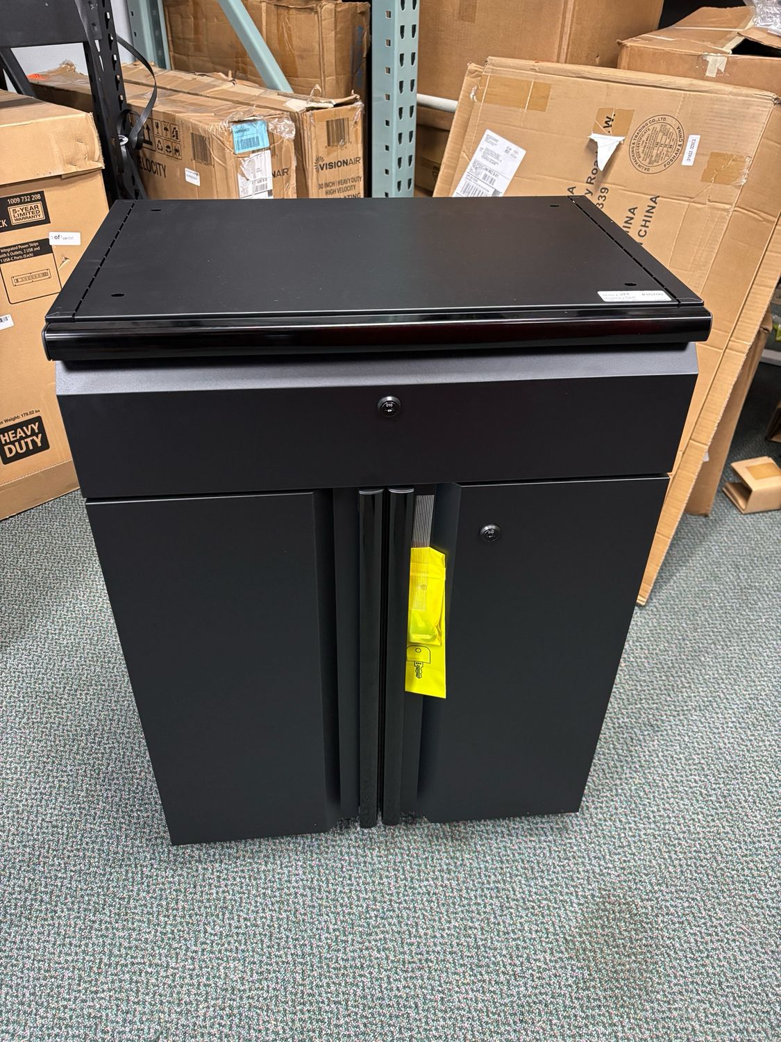Husky Regular Duty Welded 24-Gauge Steel 1-Drawer 2-Door Garage Base Cabinet in Black (24 in. W x 33 in. H x 16 in. D) G2401B-US