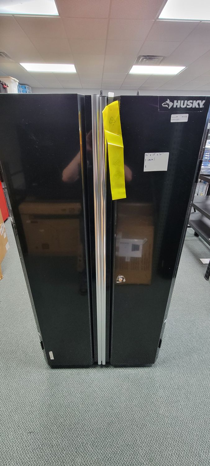 Husky Ready-to-Assemble 36.6 in. W x 72 in. H x 18.3 in. D 24 Gauge 3-Shelf Steel Freestanding Cabinet in Black G3602T-US ..
