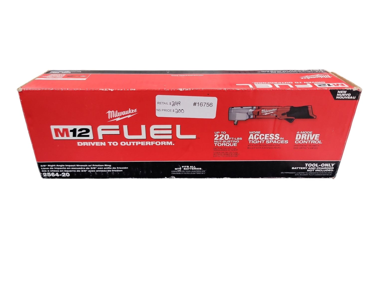 Milwaukee M12 FUEL 12V Lithium-Ion Brushless Cordless 3/8 in. Right Angle Impact Wrench (Tool-Only) 2564-20  .