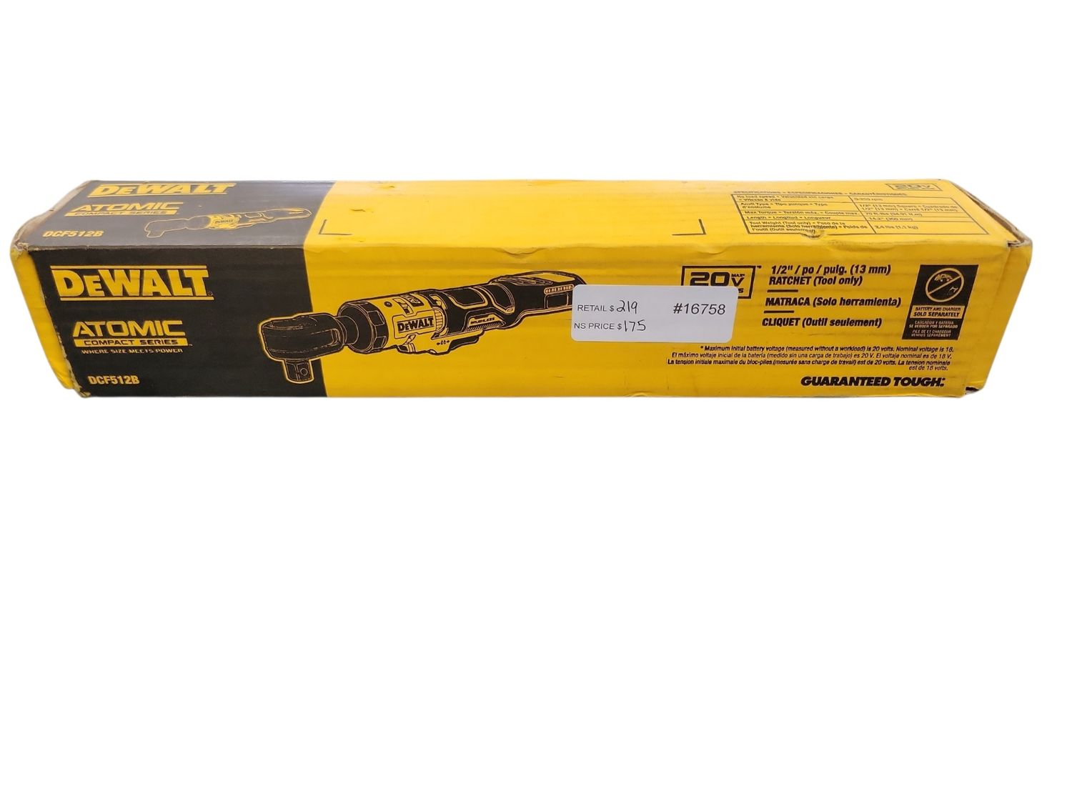DEWALT ATOMIC 20V MAX Cordless 1/2 in. Ratchet (Tool Only) DCF512B