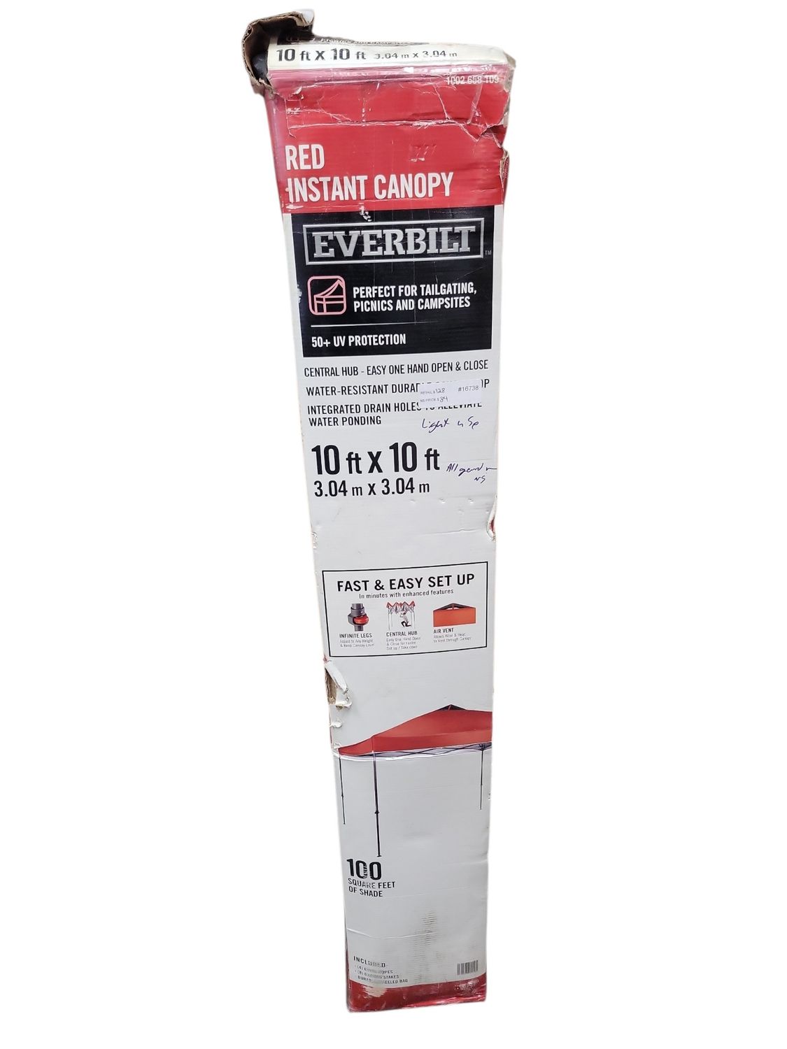 Everbilt 10 ft. x 10 ft. Red Instant Canopy Pop Up Tent NS CLIA 100-R  .