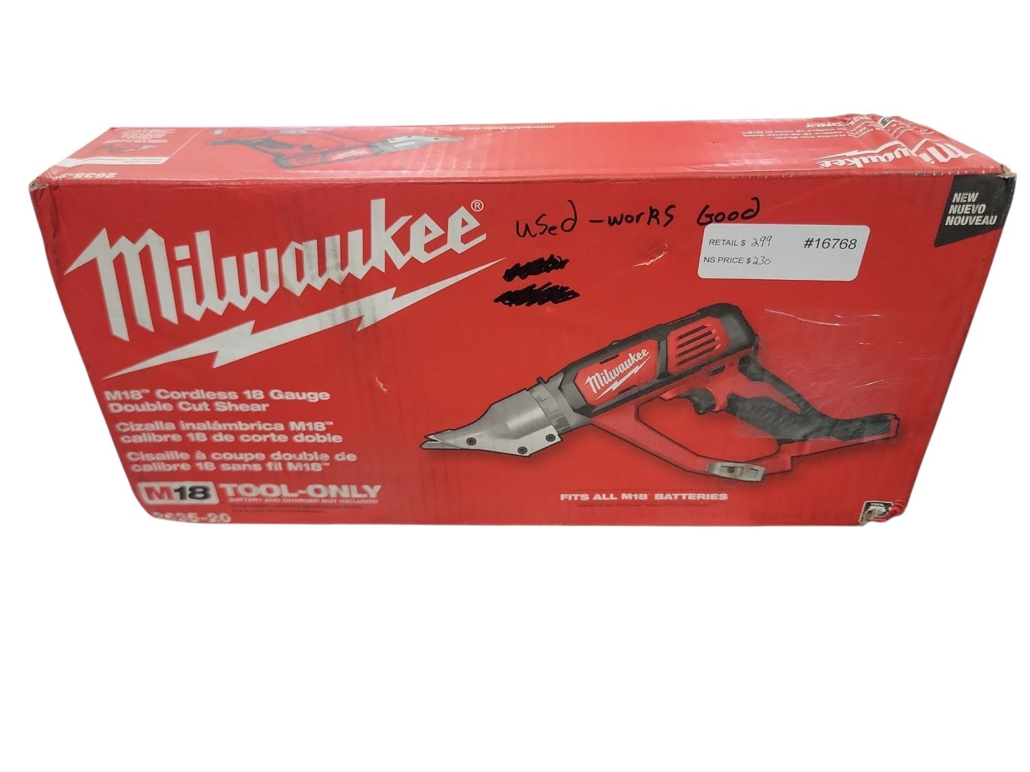 Milwaukee M18 18-Volt Lithium-Ion Cordless 18-Gauge Double Cut Metal Shear (Tool-Only) 2635-20