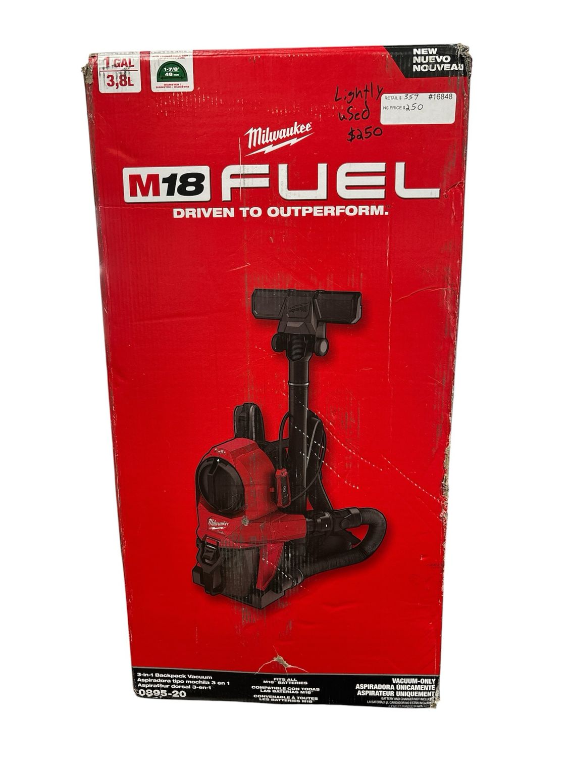 Milwaukee M18 FUEL 18-Volt Lithium-Ion Brushless Red HEPA Multisurface 1 Gal. Cordless 3-in-1 Backpack Vacuum (Vacuum-Only) 0895-20 .