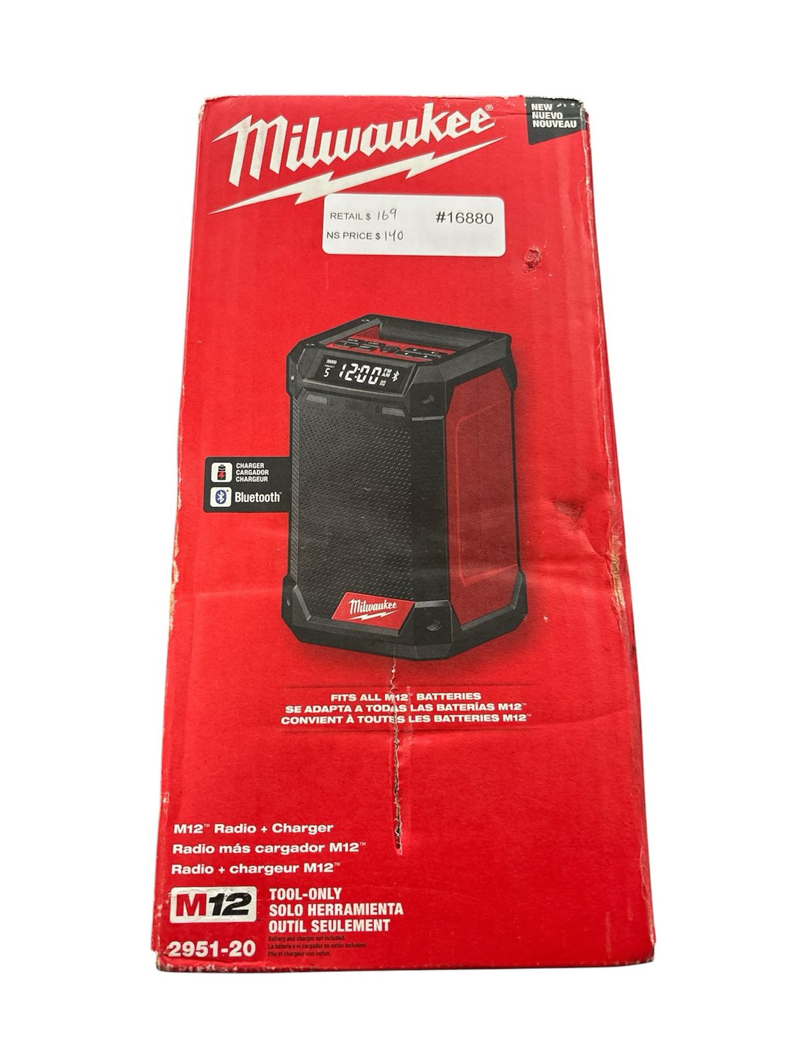 Milwaukee M12 12-Volt Lithium-Ion Cordless Bluetooth/AM/FM Jobsite Radio with Charger 2951-20    .