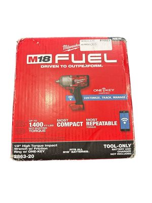 Milwaukee M18 FUEL ONE-KEY 18V Lithium-Ion Brushless Cordless 1/2 in. Impact Wrench with Friction Ring (Tool-Only) 2863-20 .