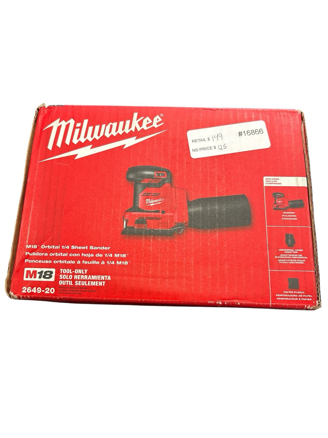 Milwaukee M18 18V Lithium-Ion Cordless 1/4 in. Sheet Sander (Tool-Only) 2649-20