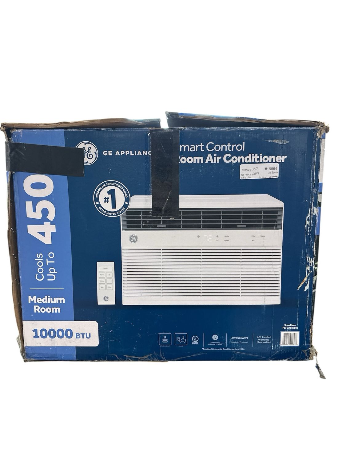 GE 10,000 BTU Smart Window Air Conditioner for 450 sq. ft. in White with Wi-Fi and Remote AWCS10WWT .