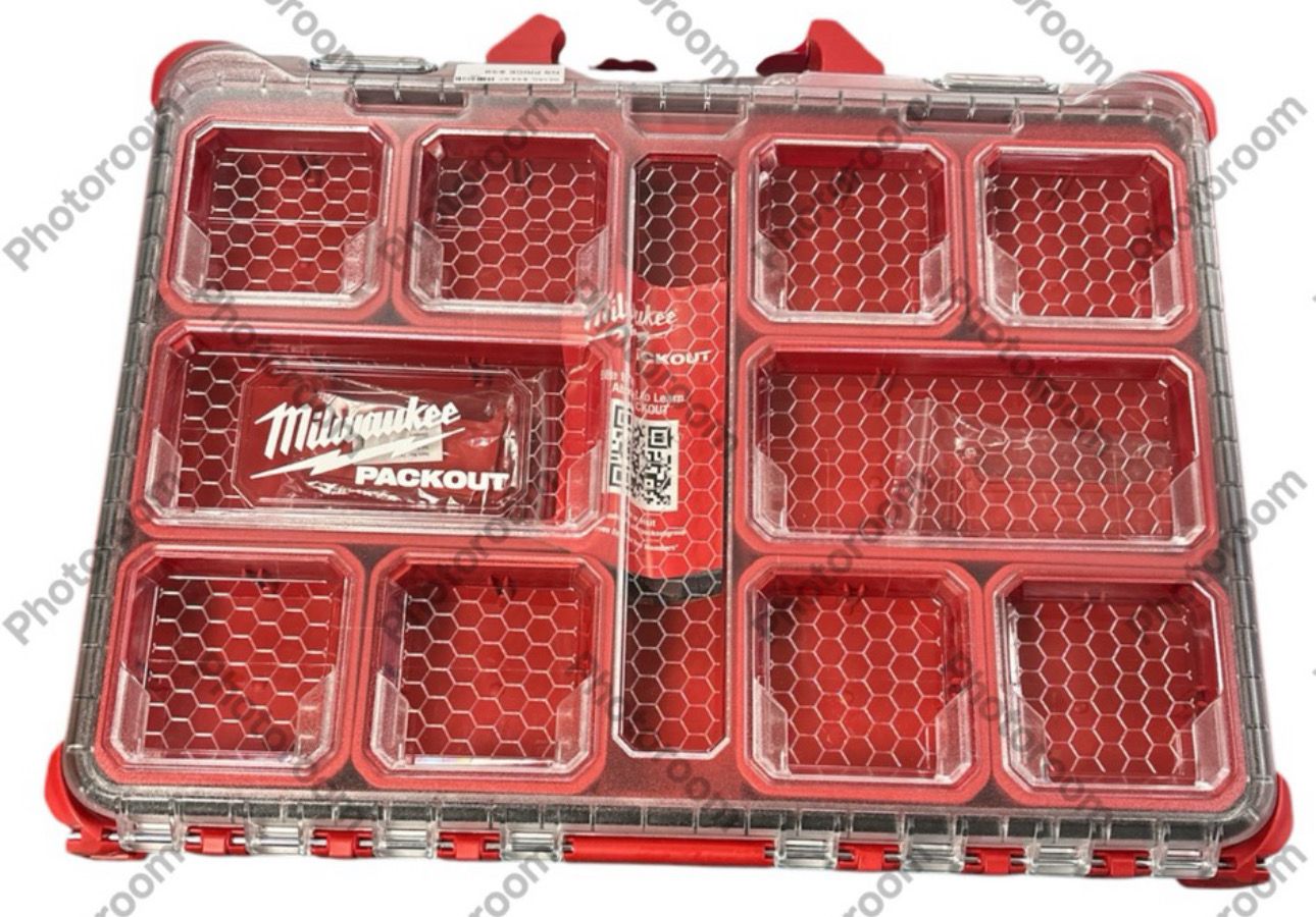 Milwaukee PACKOUT 11-Compartment Low-Profile Impact Resistant Portable Small Parts Organizer 48-22-8431    .