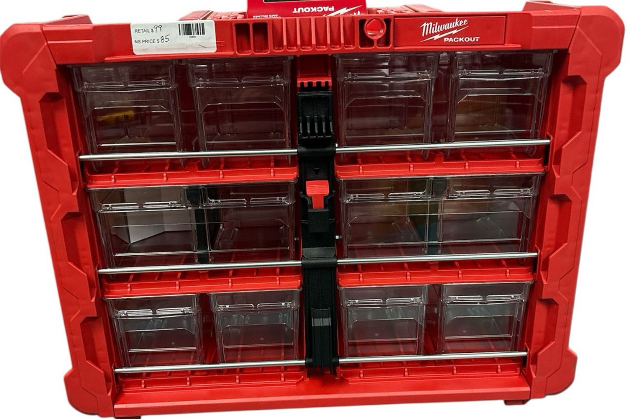 Milwaukee PACKOUT 10 Compartment Tilt Bin Organizer 48-22-8433 .