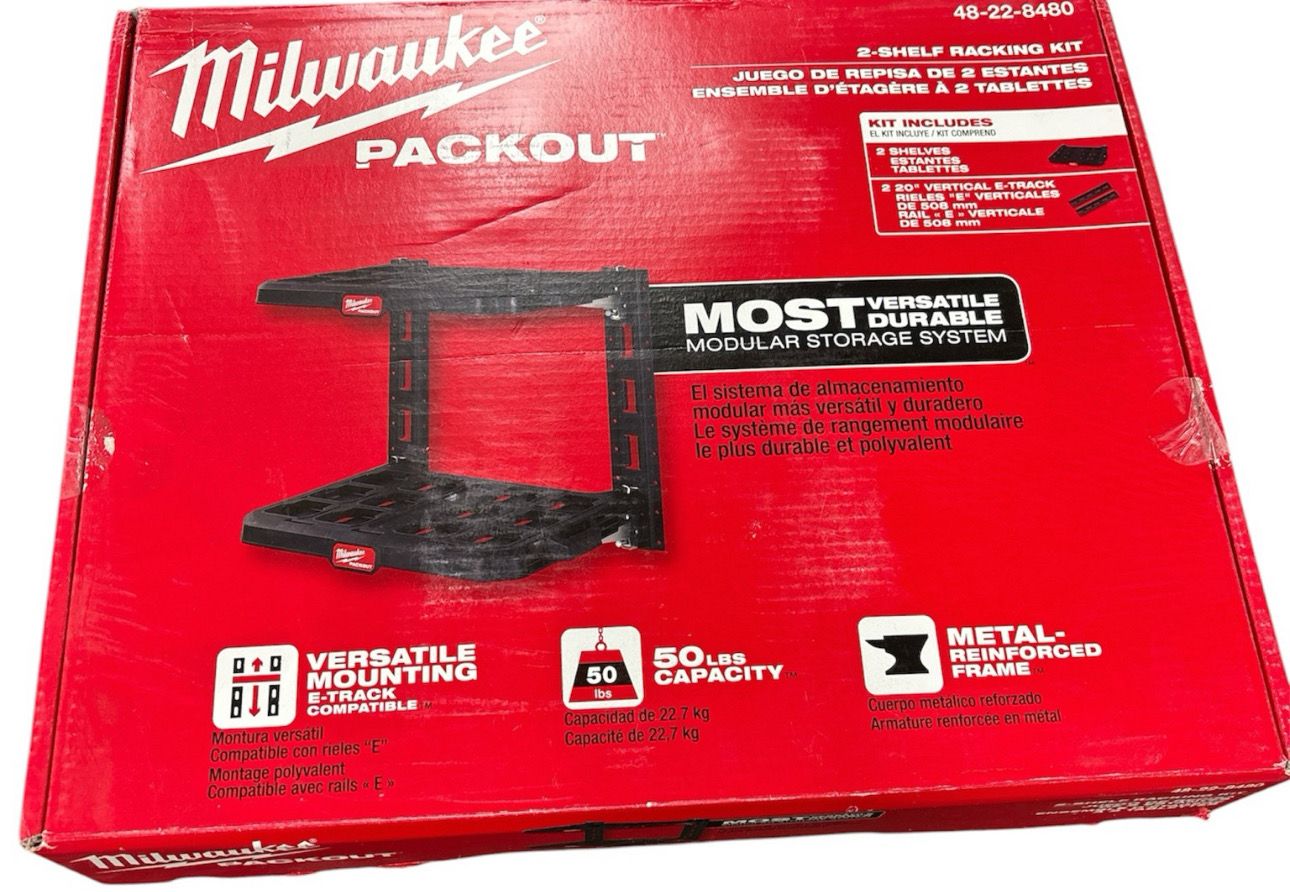 Milwaukee PACKOUT 20 in. H x 22 in. W Slatwall Accessories Black Resin Racking Kit with Metal Reinforced Frame and Handle 48-22-8480  . .