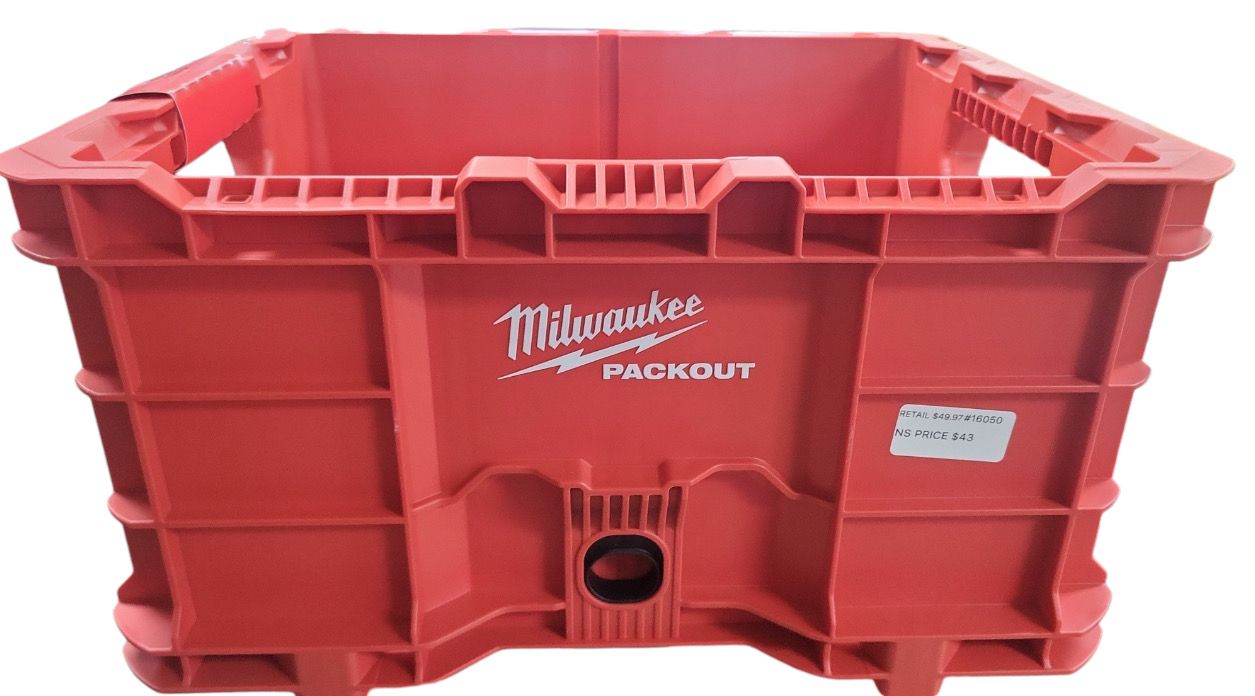 Milwaukee PACKOUT 18.6 in. Tool Storage Crate Bin with Carrying Handles and 50 lbs. Weight Capacity 48-22-8440    .
