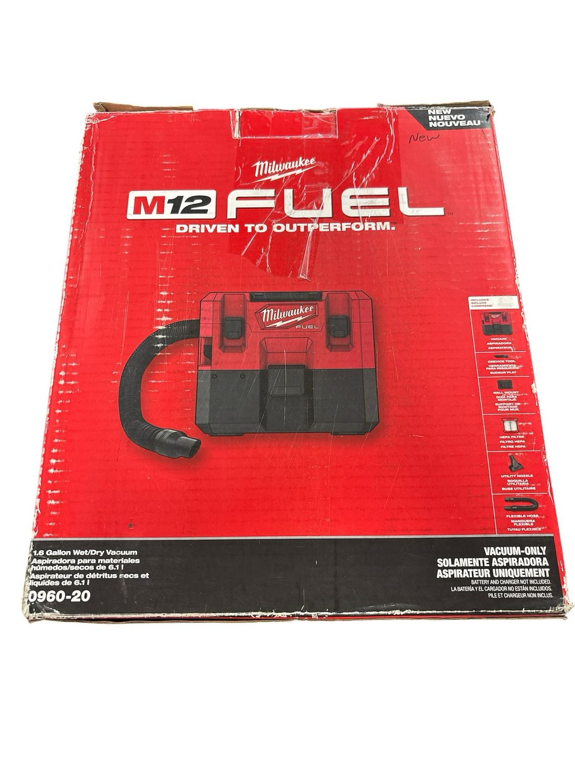 Milwaukee M12 FUEL 12-Volt Lithium-Ion Cordless 1.6 Gal. Wet/Dry Vacuum (Vacuum-Only) 0960-20 .