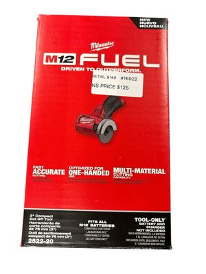 Milwaukee M12 FUEL 12V Lithium-Ion Brushless Cordless 3 in. Cut Off Saw (Tool-Only) 2522-20    . .