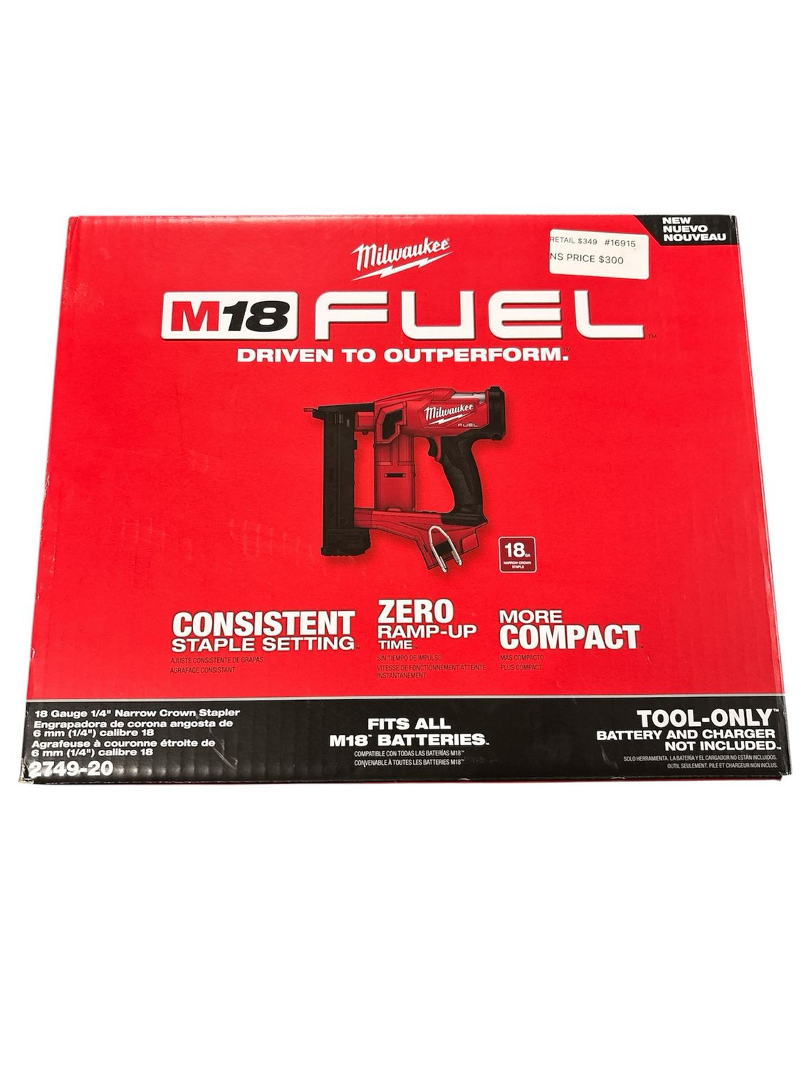 Milwaukee M18 FUEL 18-Volt Lithium-Ion Brushless Cordless 18-Gauge 1/4 in. Narrow Crown Stapler (Tool-Only) 2749-20    .