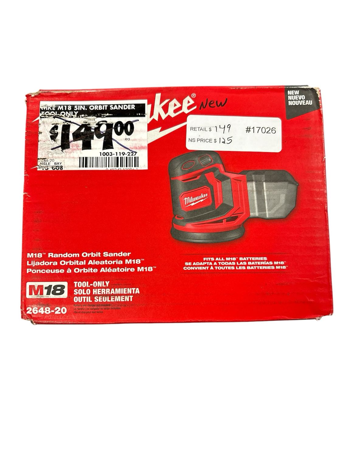 Milwaukee M18 18V Lithium-Ion Cordless 5 in. Random Orbit Sander (Tool-Only) 2648-20  . .