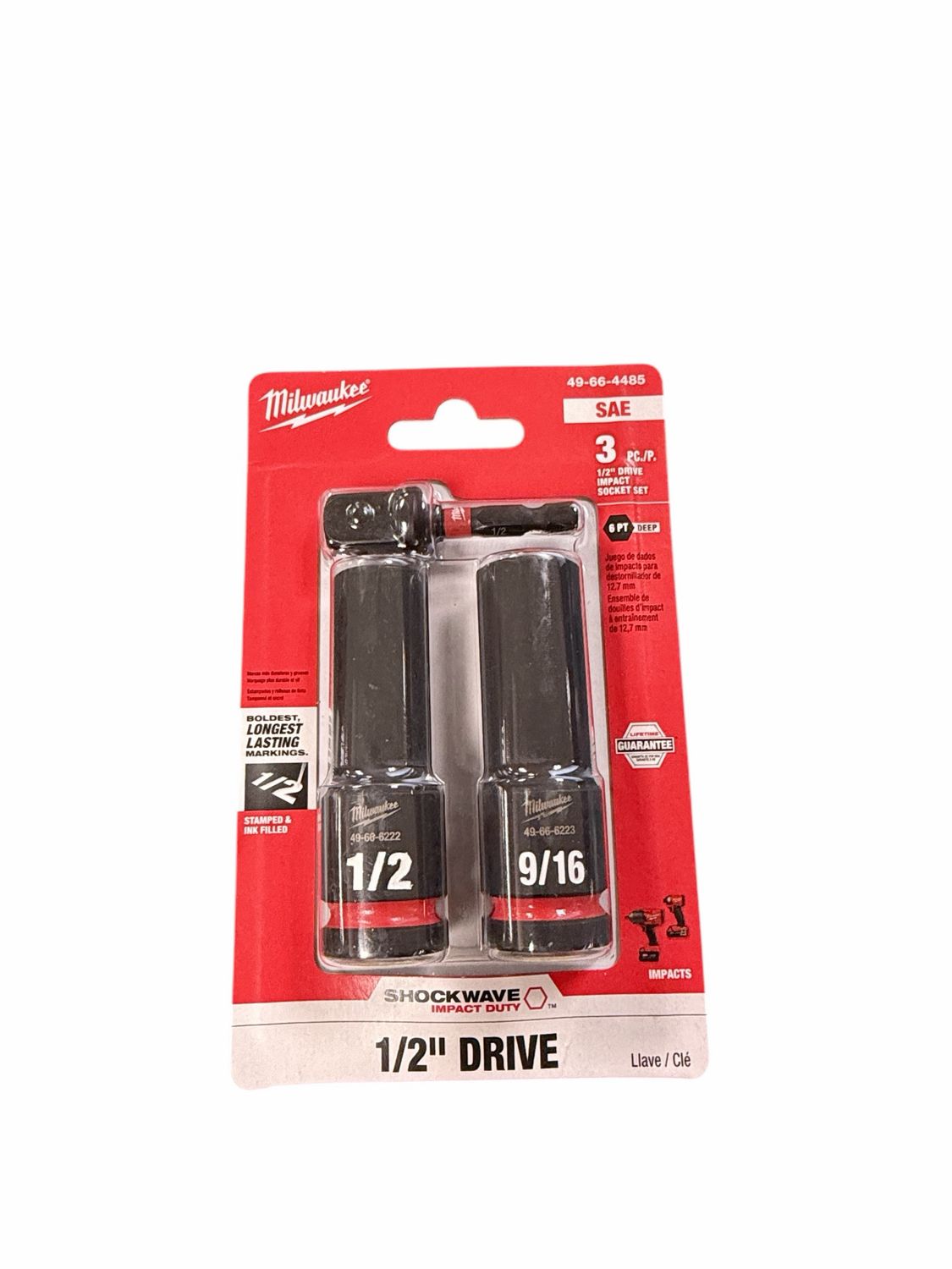 Milwaukee SHOCKWAVE Impact Duty 1/2 in. Deep Well Socket Set (3-Pack) 49-66-4485