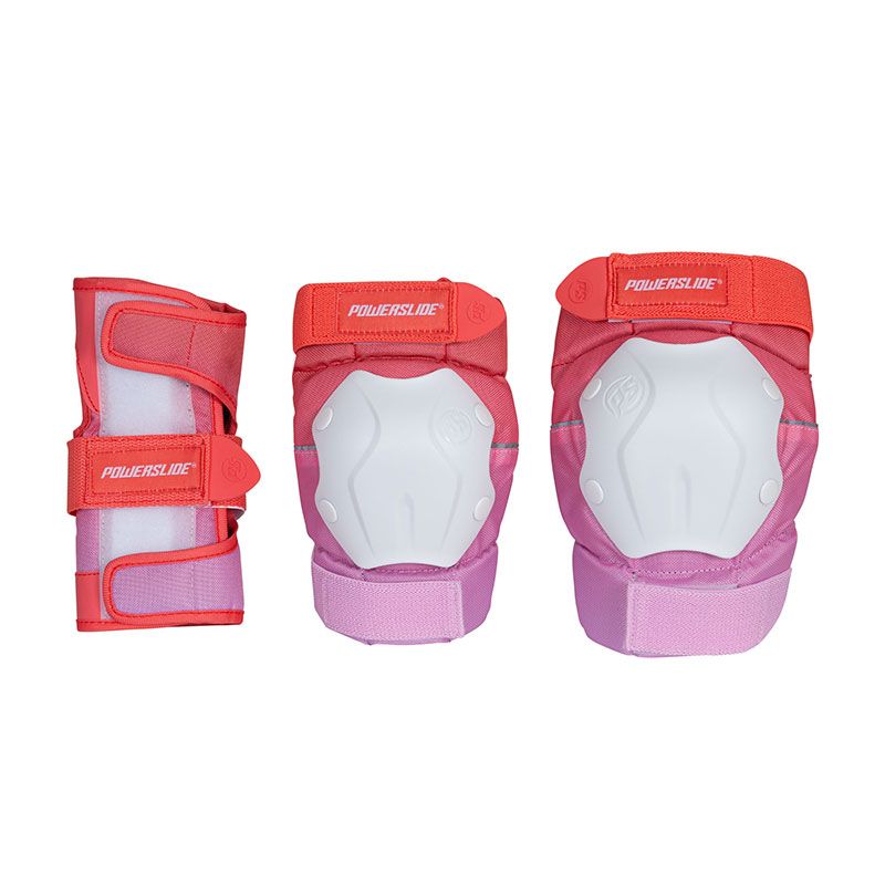 PowerSlide moteriškų apsaugų komplektas. Rožinės/raudonos