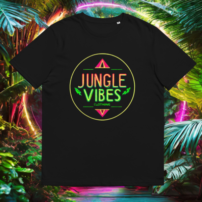Jungle Vibes Clothing Logo Circle - Unisex organic cotton t-shirt - Black/Vibe-rant