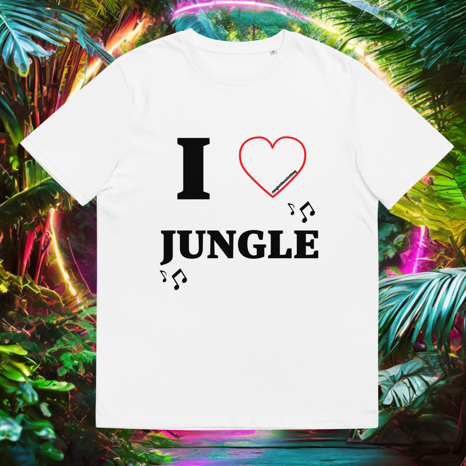 I Love Jungle/Musical Notes - Unisex organic cotton t-shirt - White