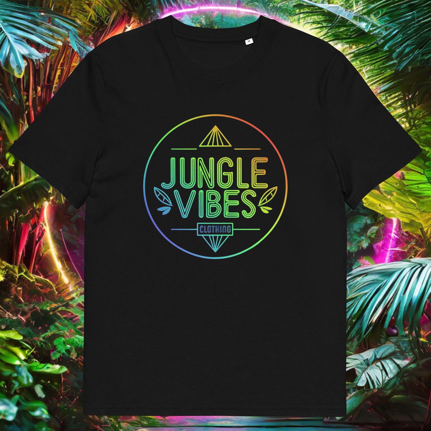 Jungle Vibes Clothing Logo Circle - Unisex organic cotton t-shirt - Black Vibrant Logo