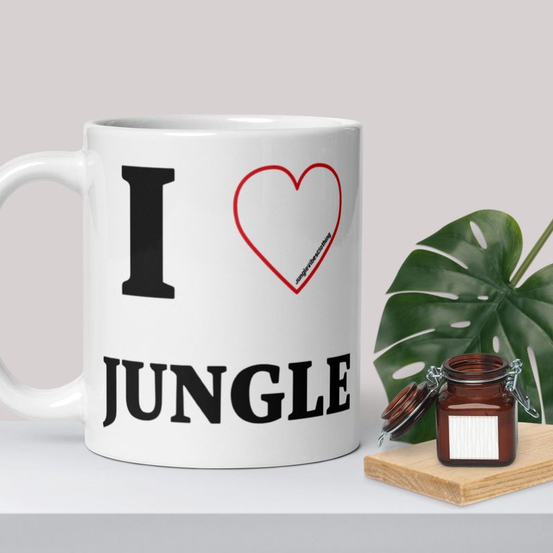 I Love Jungle - White glossy mug