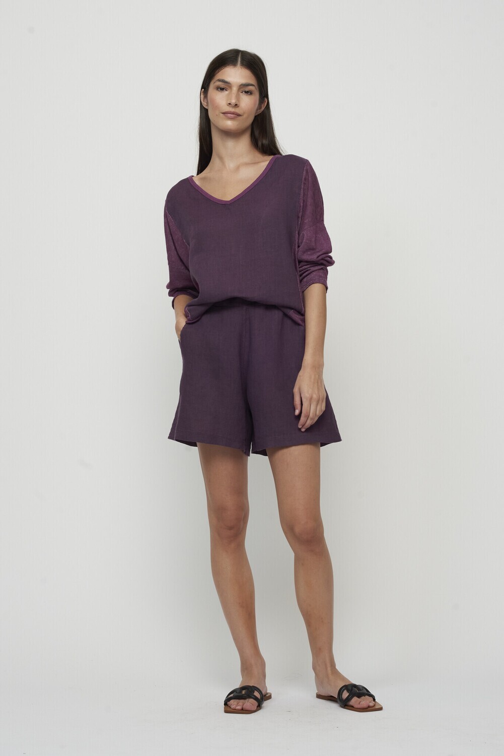 Pistache Linen and Woven Top N-1131 S24