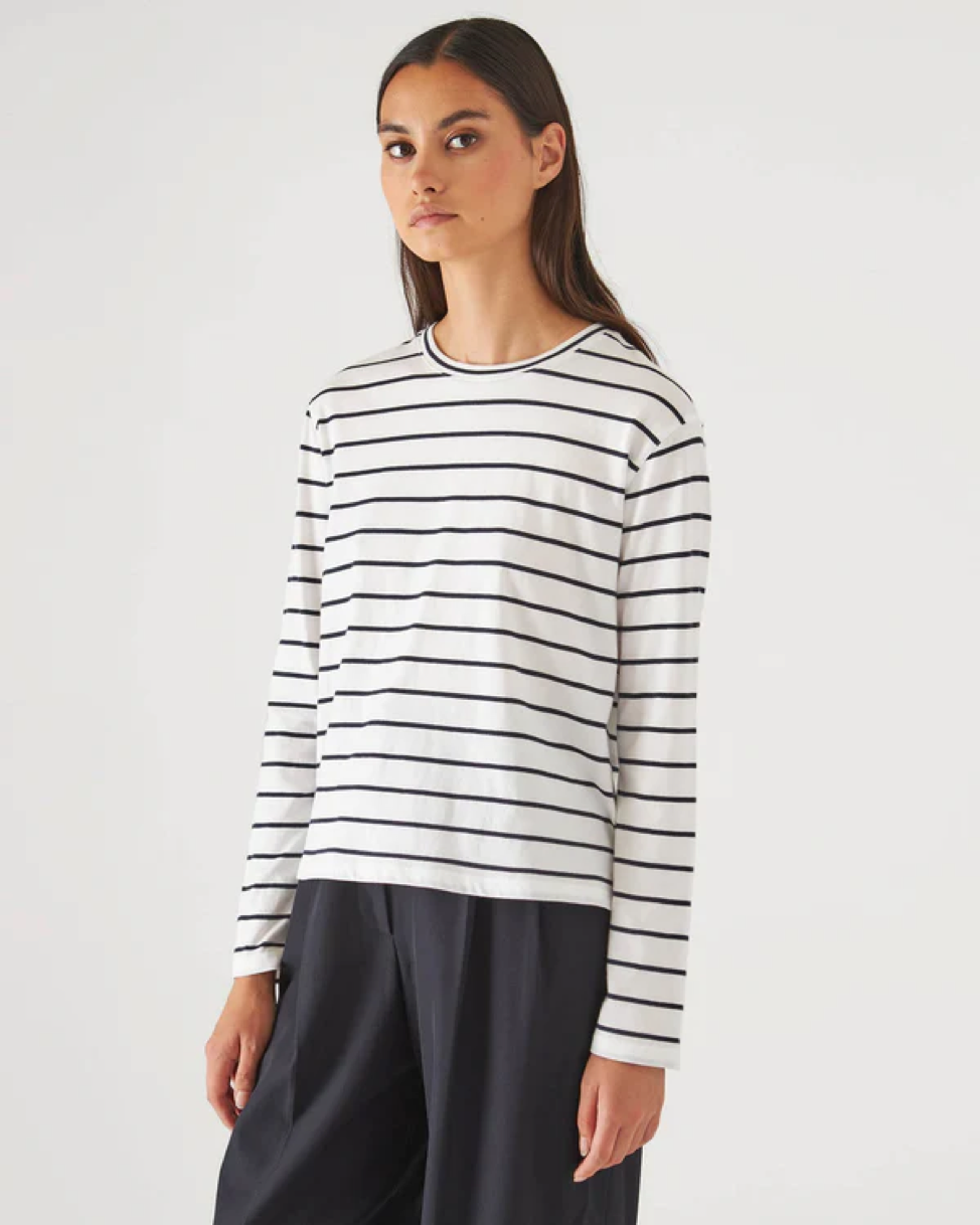 Patrick Assaraf Organic Stripe Crew W925C24X S24