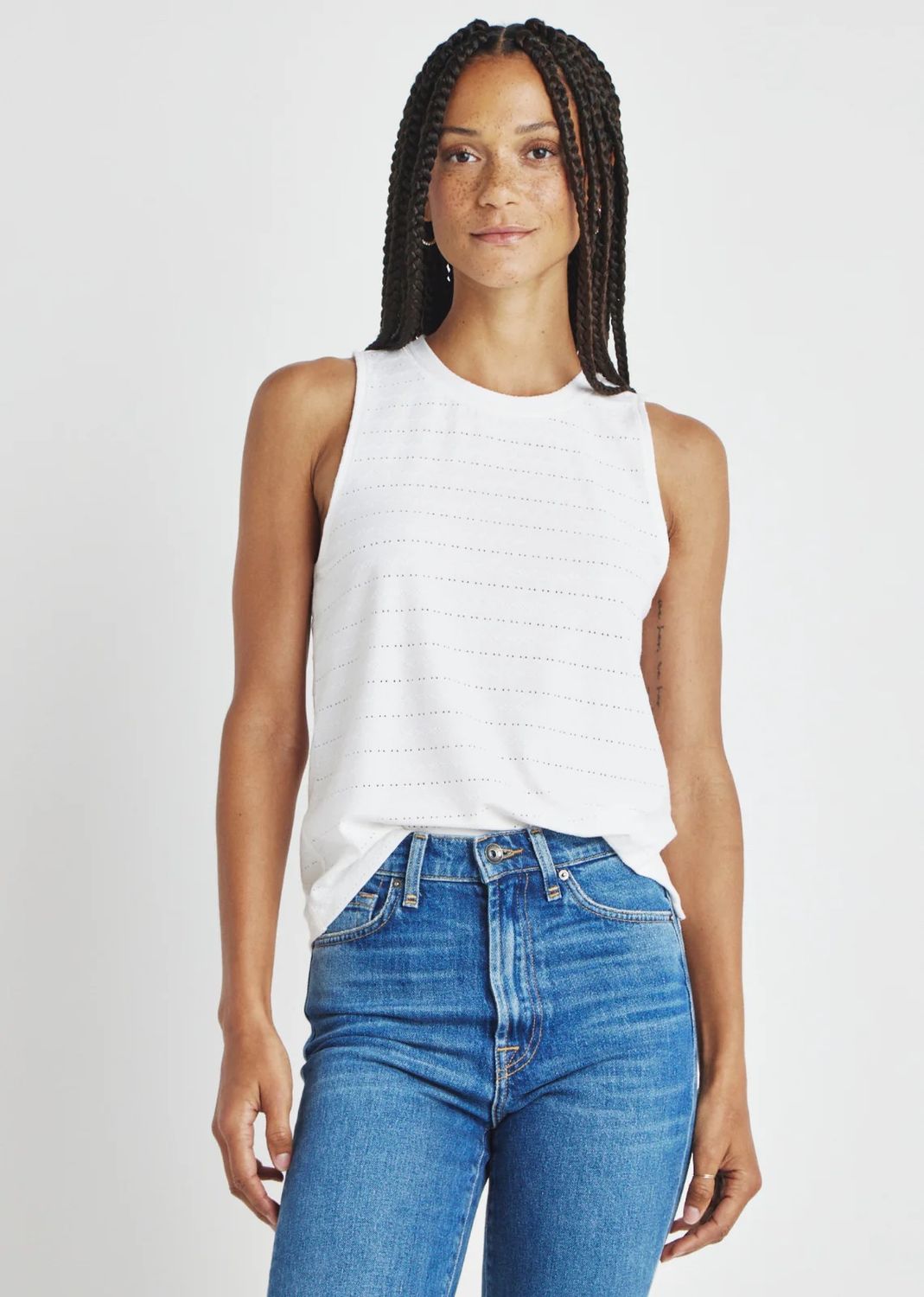 Splendid Palmer Pointelle Tank RS4K060E S24, Color: White, Size: S