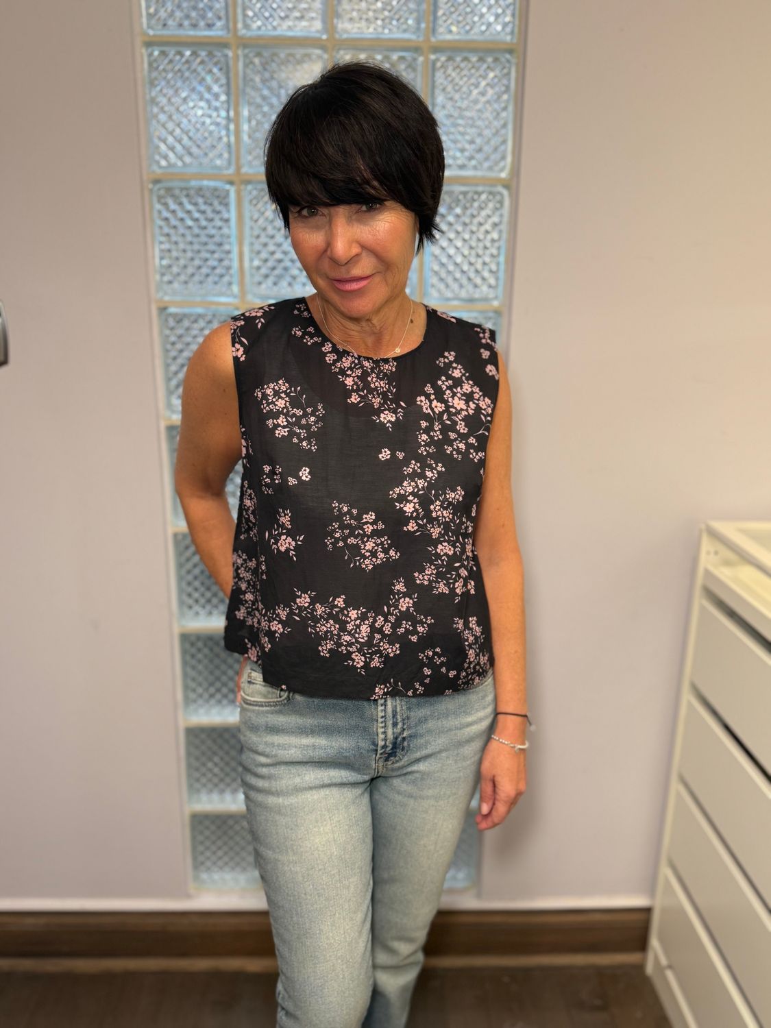 Velvet Printed Cotton Viscose Top NAEEM07 S25, Color: Meadow, Size: XS