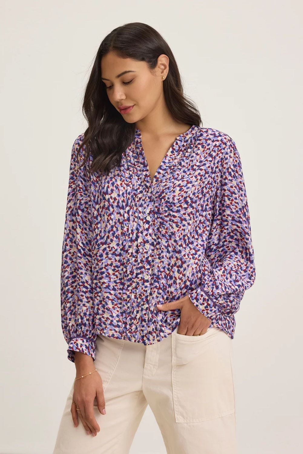 Velvet Printed Light Royal Crepe Top  ELDA07 S25