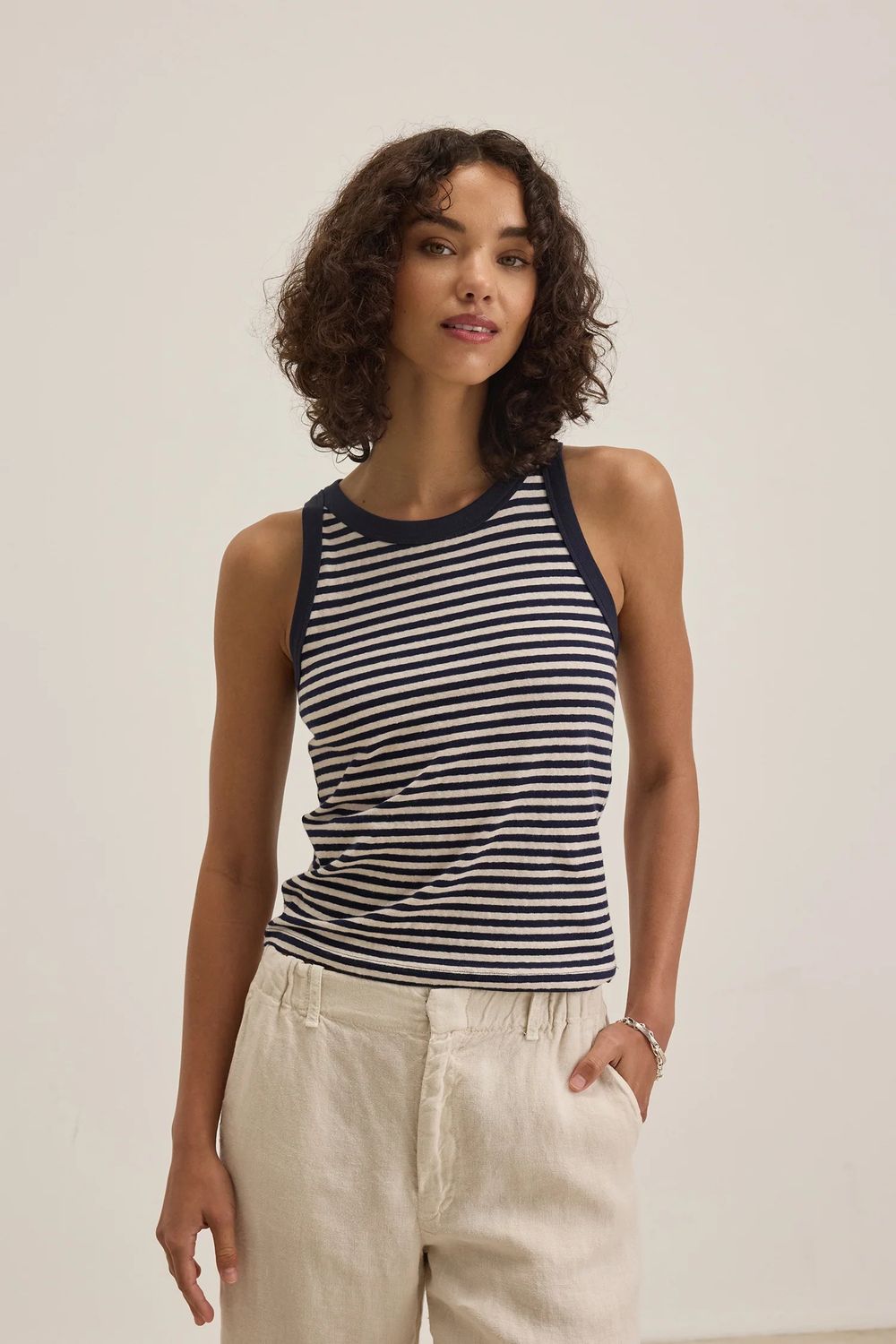 Velvet Yarn Dye Jersey Stripe Top LUA07 S25