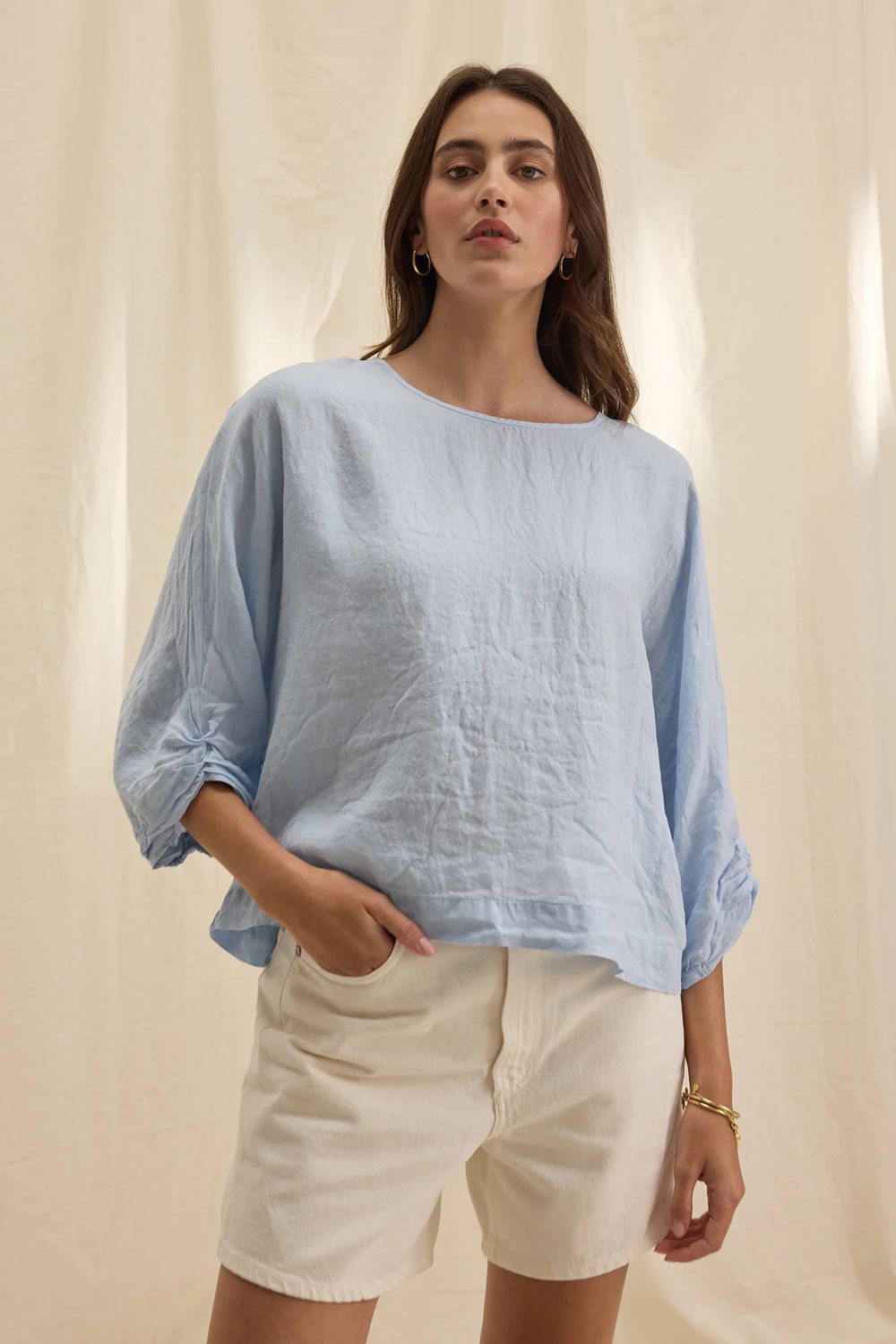 Velvet Woven Linen Top CASS06 S25