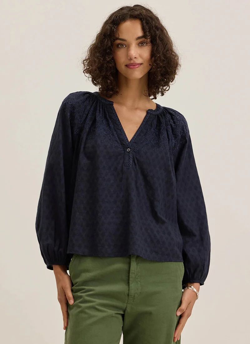 Velvet Tonal Stitch Embroidery Top CARINA07 S25