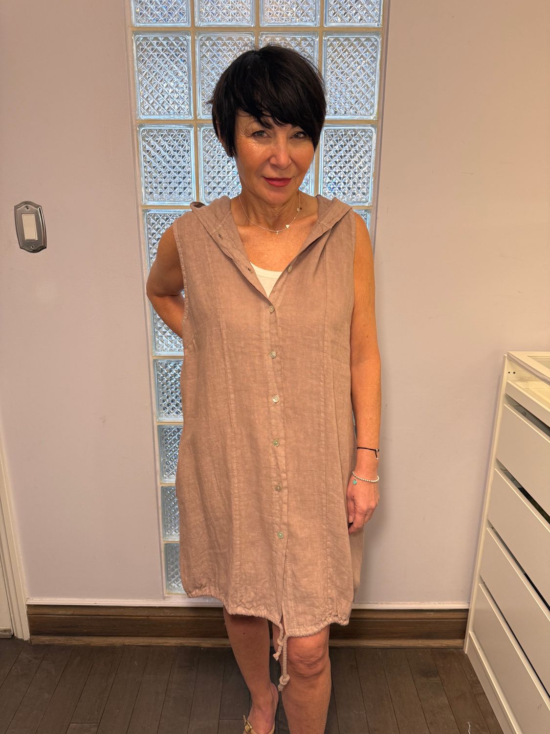 Pistache Hooded Linen Dress 4770 S25